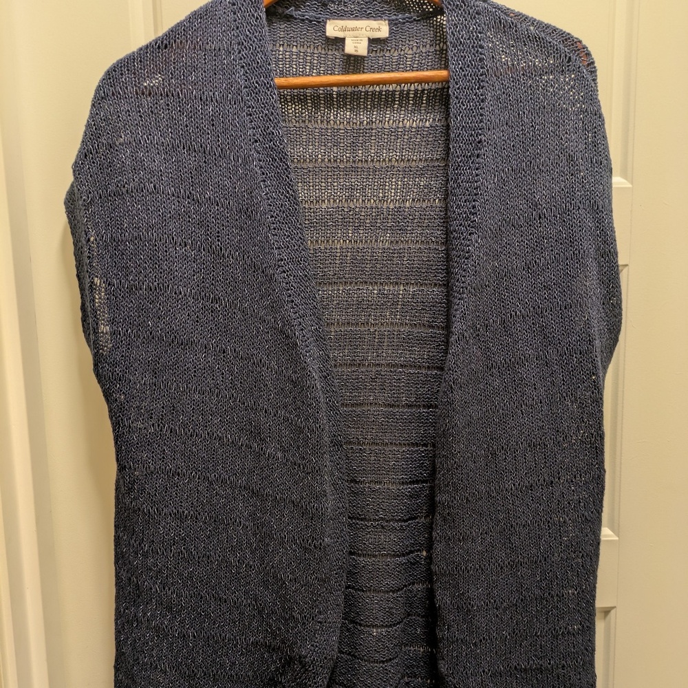 Blue Coldwater Creek Knit Sweater Vest/Cardigan in Size XL